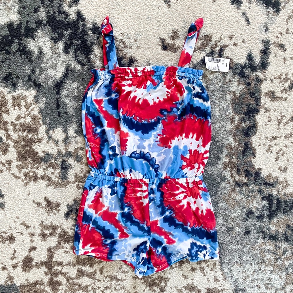 NWT Children’s Place Girls Size M, Americana Tie Dye Romper